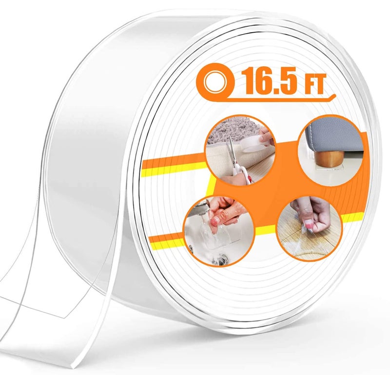 QIYIHOME Non Slip Furniture Pads for Hardwood FloorRug Heavy Duty Gripping Pads Furniture Leg Wood Floor Protectors Silicone Gel Pads Clear 2 W x 165ft L