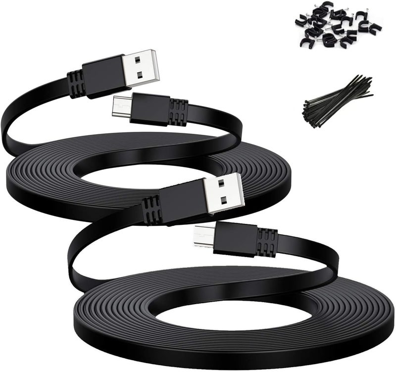 Itramax Micro USB Power Cable 10 FT 2 Pack,Flat Micro USB Charging Power Cord,Charger for Wyze Cam V3 V4,Yi Cam,Nest Cam,Blink Mini XT XT2 Outdoor 3rd Gen Camera,Arlo Q,Zmodo,9 11 - Image 1