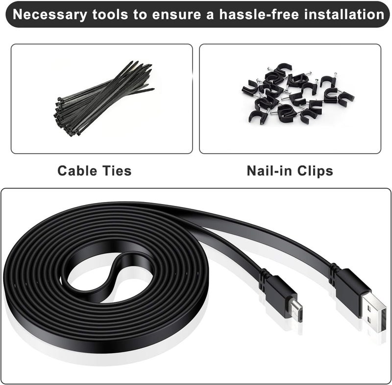 Itramax Micro USB Power Cable 10 FT 2 Pack,Flat Micro USB Charging Power Cord,Charger for Wyze Cam V3 V4,Yi Cam,Nest Cam,Blink Mini XT XT2 Outdoor 3rd Gen Camera,Arlo Q,Zmodo,9 11 - Image 3