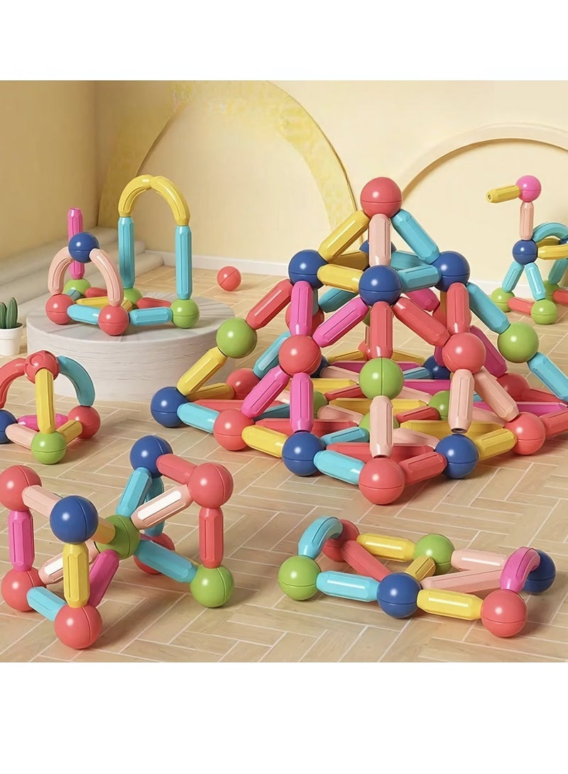 Beauenty 64 PCS Magnetic Building Toys for Kids, Magnet Blocks Sticks  Ball Creativity Game, Featuring Safe, Extra-Strong, Development Kit for Preschool, Ideal Gift Set for Boys  Girls 3+ years - Image 5