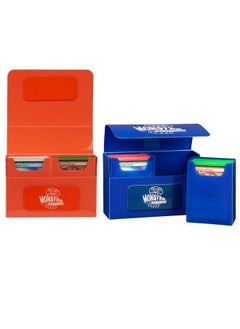 Monster Protectors Monster Magnetic Double Trading Card Deck Box 2 Pk Blue/Orange W/ 2 Removable Deck Sleeves Holds 150 Gaming Tcgs Compatible W/ Yugioh Mtg Magic The Gathering Pokémon Durable Riveted Construction  - Image 2