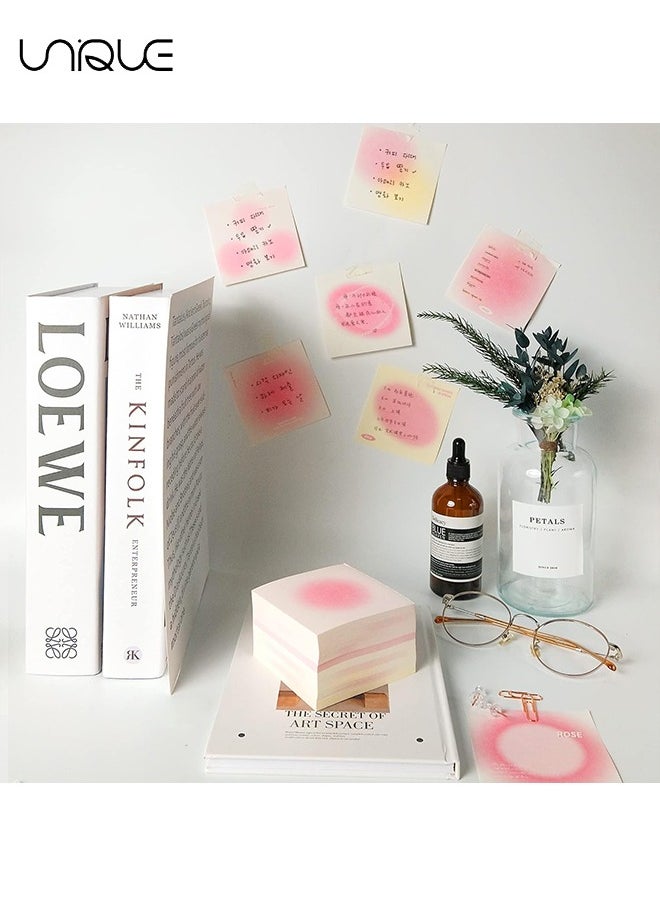 Unique - 400 Sheets Non-Sticky Notes Blank Memo, Macaron Gradient Ramp Note, 10 Different Unique Designs ,Cube Not Sticky Origami Paper for Study Office Supplies No Stickiness Gift Sticker (Pink) - Image 1