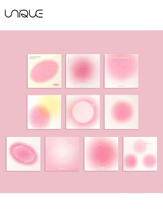 Unique - 400 Sheets Non-Sticky Notes Blank Memo, Macaron Gradient Ramp Note, 10 Different Unique Designs ,Cube Not Sticky Origami Paper for Study Office Supplies No Stickiness Gift Sticker (Pink) - Image 1