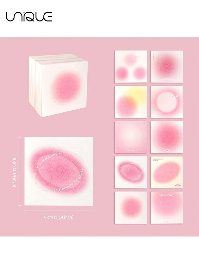 Unique - 400 Sheets Non-Sticky Notes Blank Memo, Macaron Gradient Ramp Note, 10 Different Unique Designs ,Cube Not Sticky Origami Paper for Study Office Supplies No Stickiness Gift Sticker (Pink) - Image 1
