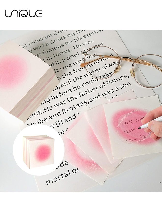 Unique - 400 Sheets Non-Sticky Notes Blank Memo, Macaron Gradient Ramp Note, 10 Different Unique Designs ,Cube Not Sticky Origami Paper for Study Office Supplies No Stickiness Gift Sticker (Pink) - Image 1