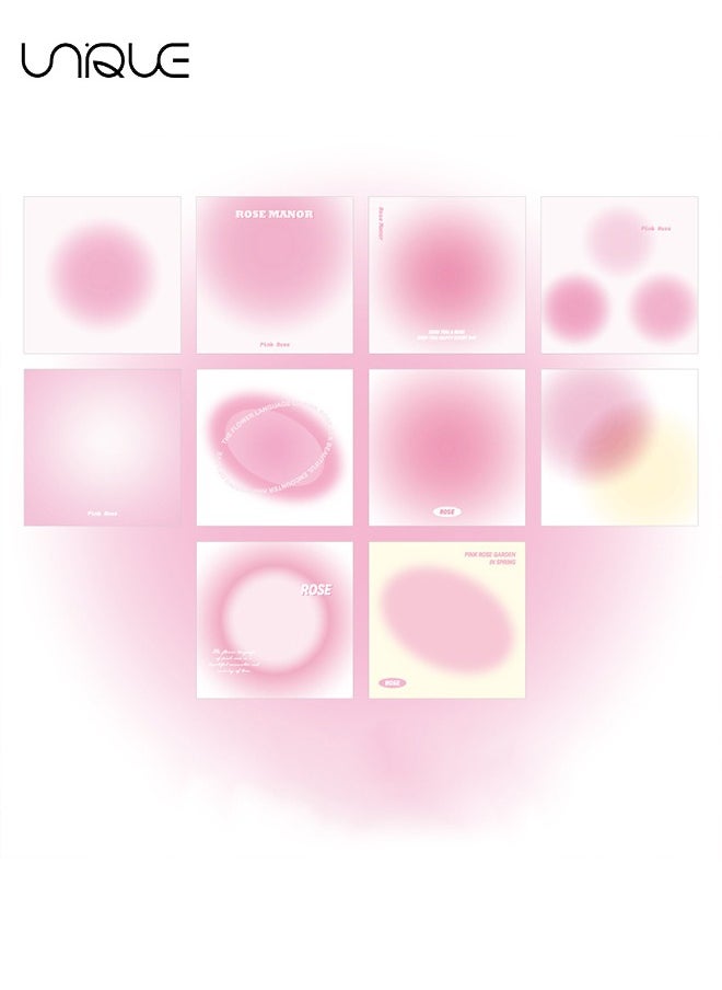 Unique - 400 Sheets Non-Sticky Notes Blank Memo, Macaron Gradient Ramp Note, 10 Different Unique Designs ,Cube Not Sticky Origami Paper for Study Office Supplies No Stickiness Gift Sticker (Pink) - Image 1