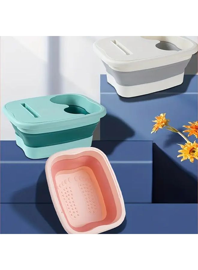 Foldable Portable Foot Spa Bath Tub Gray White Heavy Duty Plastic Collapsible Basin - Image 2