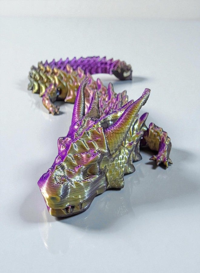 Sentosa Iridescent Dragon Collectible, 32 cm Articulated Fantasy Figure with Color-Shifting Tri-Color Finish, Flexible Fidget Toy Dragon - Image 3
