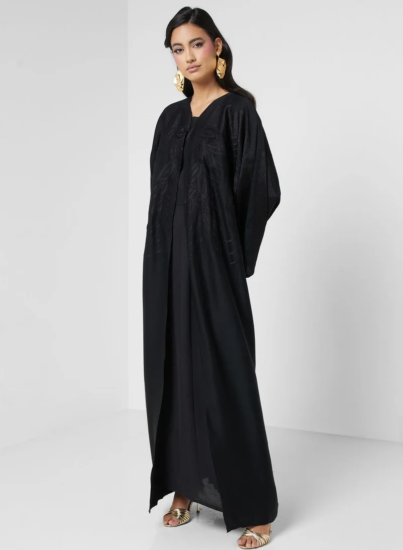 hayas closet Embroidered Open Abaya