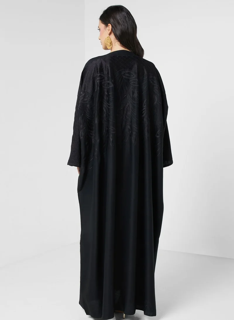 hayas closet Embroidered Open Abaya