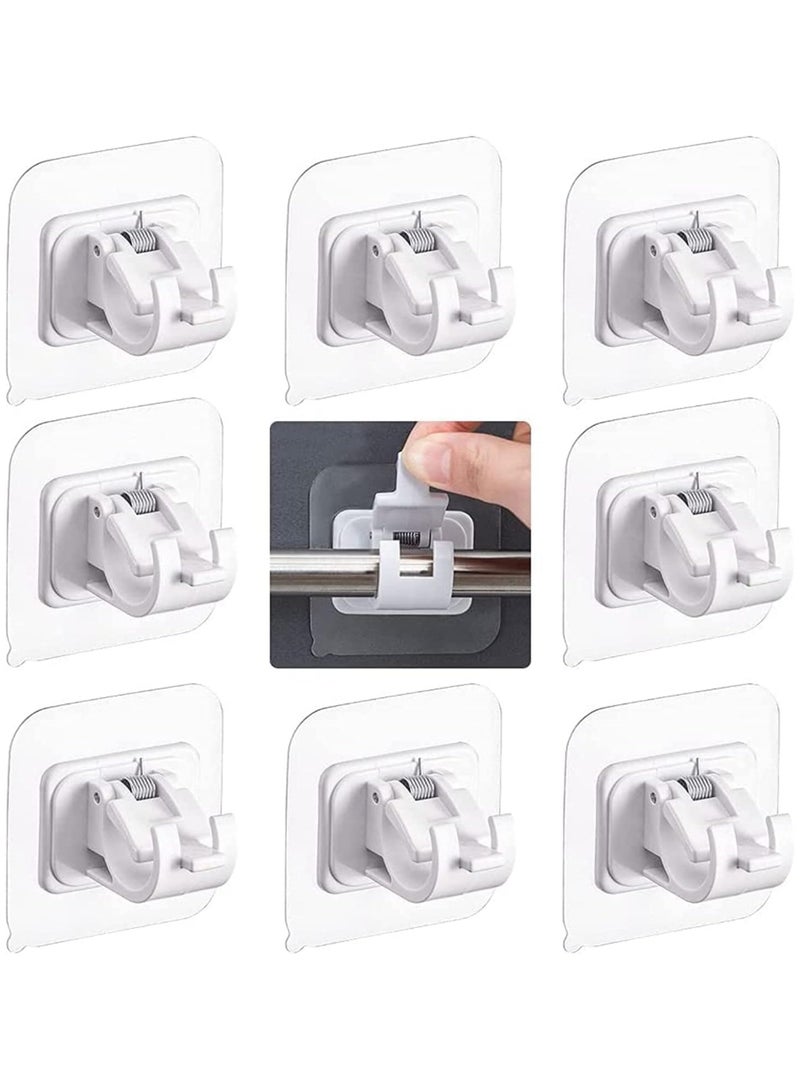 8PCS Self Adhesive Curtain Rod Holders No Drill Curtain Rods Brackets No Drilling Nail Free Adjustable Curtain Rod Hooks Curtain Hangers for Bathroom Kitchen Home Bathroom Hotel - Image 1