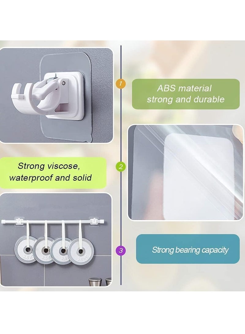 8PCS Self Adhesive Curtain Rod Holders No Drill Curtain Rods Brackets No Drilling Nail Free Adjustable Curtain Rod Hooks Curtain Hangers for Bathroom Kitchen Home Bathroom Hotel - Image 3