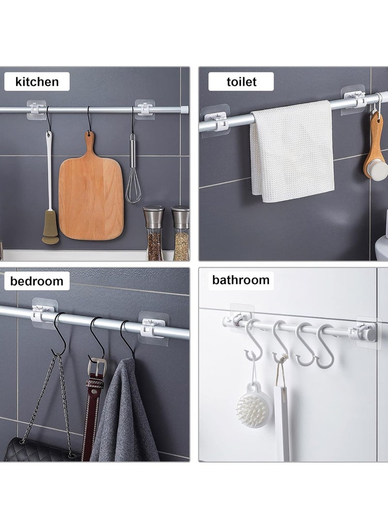 8PCS Self Adhesive Curtain Rod Holders No Drill Curtain Rods Brackets No Drilling Nail Free Adjustable Curtain Rod Hooks Curtain Hangers for Bathroom Kitchen Home Bathroom Hotel - Image 2