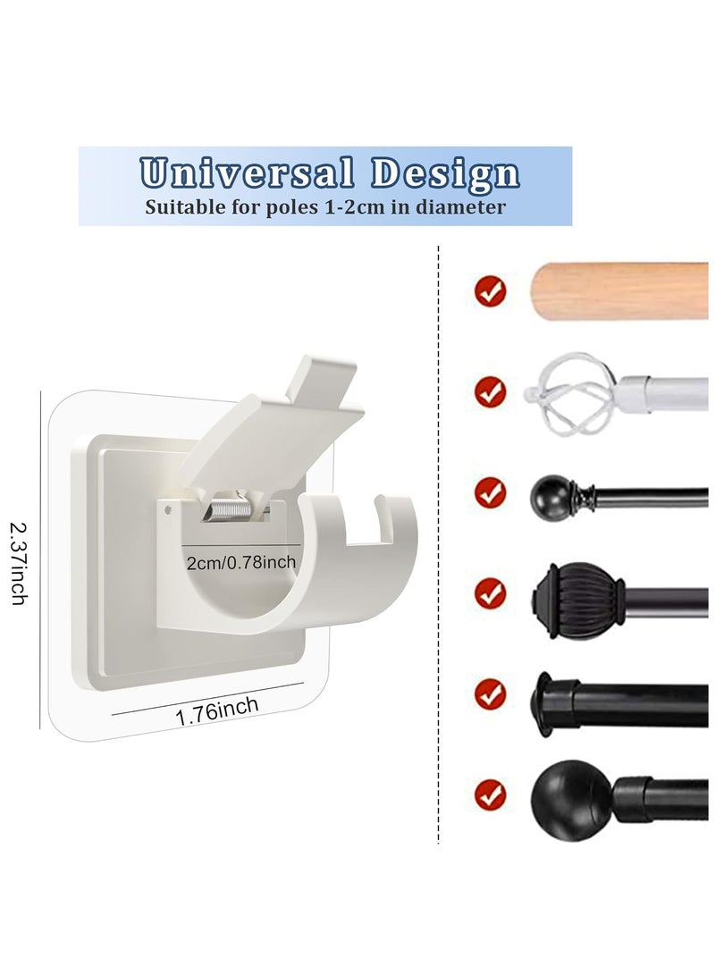 8PCS Self Adhesive Curtain Rod Holders No Drill Curtain Rods Brackets No Drilling Nail Free Adjustable Curtain Rod Hooks Curtain Hangers for Bathroom Kitchen Home Bathroom Hotel - Image 5