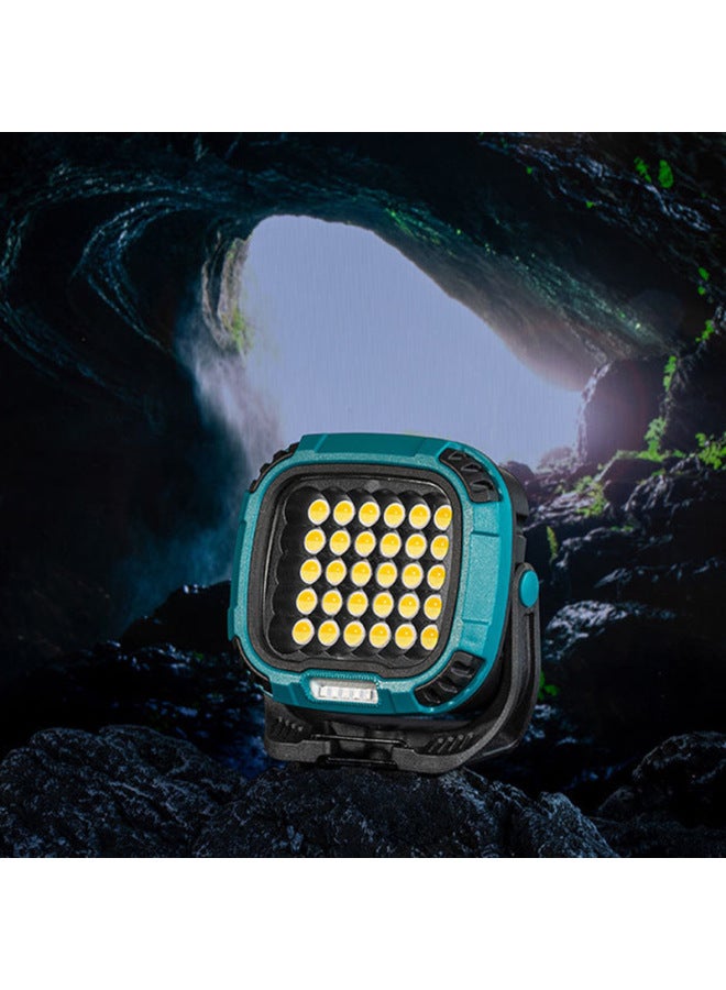 COB Multifunctional Strong Light Floodlight Portable Rechargeable LED Work Light Emergency Night Market Light-Color:w893-3 Built-in Battery + Hook Blue - Image 2