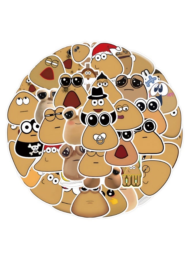 NIBEMINENT 55 Pcs My Pet Alien Pou Deco Kit Waterproof Stickers, High Definition Printing Bright Colors, Suitable for Laptop Skateboard Luggage Water Bottle Guitar DIY - Image 1