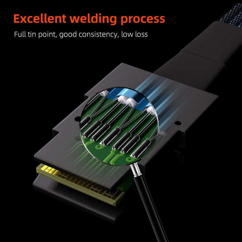 OIKWAN كابل Mini SAS إلى 4 SATA، 36 دبوس SFF 8087 مضيف/تحكم إلى 7 دبوس SATA هدف/لوحة خلفية، متوافق مع PERC H310، وحدة تحكم RAID (1م / 3.3 قدم) - Image 4