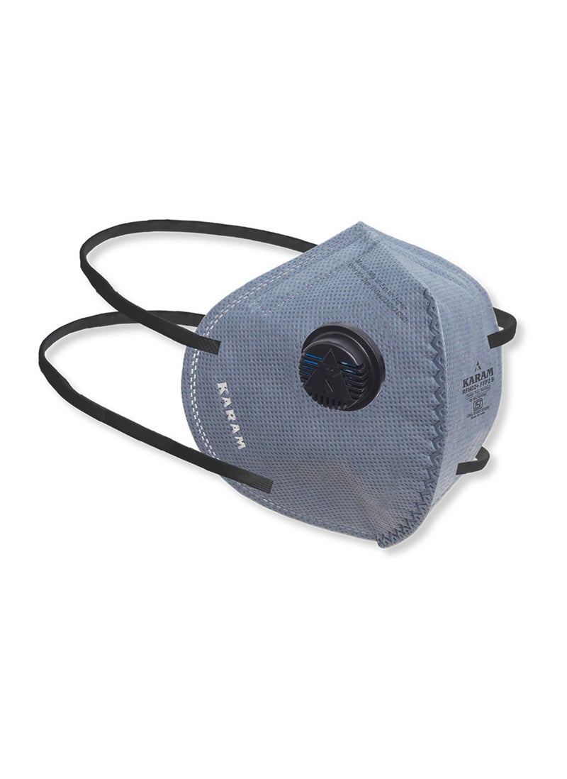 Karam Karam RFH 02+ FFP2S Disposable Face Respirator with Headbands and Exhalation Valve Grey