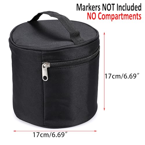 BTSKY Multifunction Marker Case - Zippered Canvas Pen Bag Pencil Organizer Stationary Storage for 80 Markers, Black (NO Compartments Inside, Markers Not Included) - Image 2