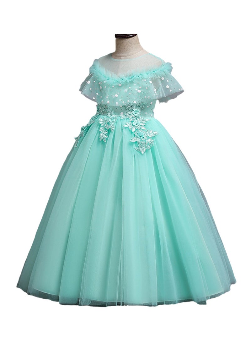 Girls' Mesh Long Princess Dress Girls' Performance Costumes Flower Girl Costumes - Image 1