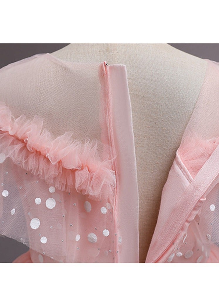 Girls' Mesh Long Princess Dress Girls' Performance Costumes Flower Girl Costumes - Image 4