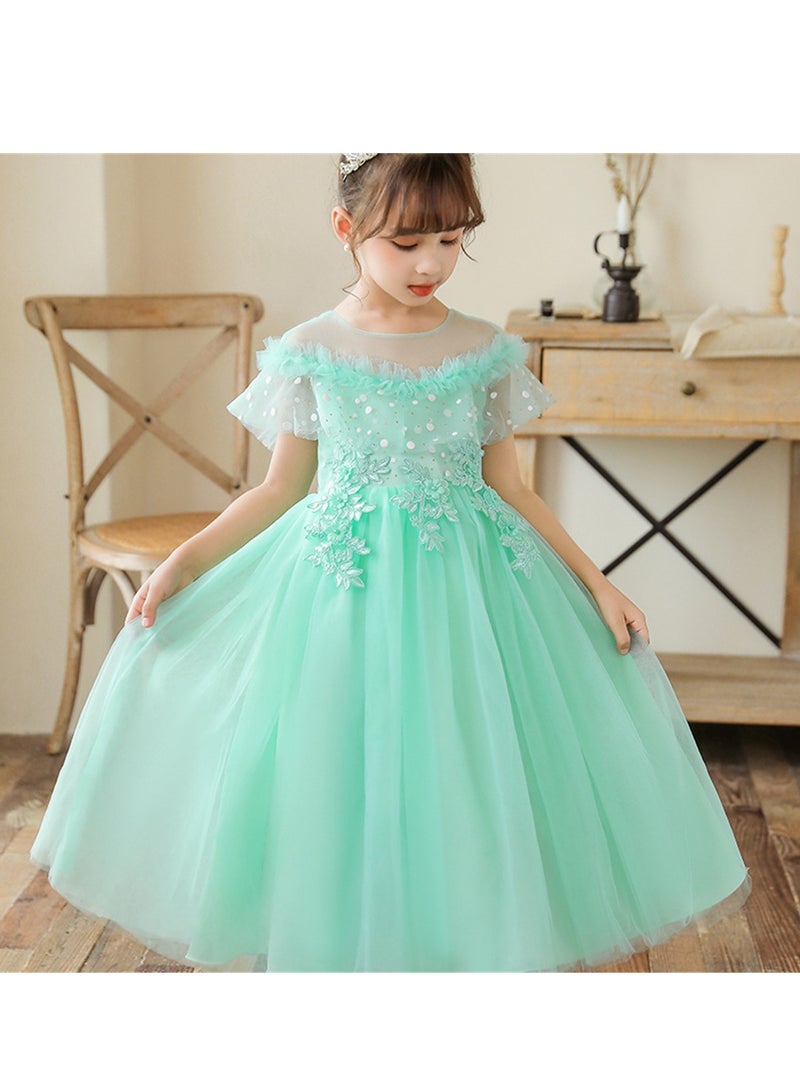 Girls' Mesh Long Princess Dress Girls' Performance Costumes Flower Girl Costumes - Image 3