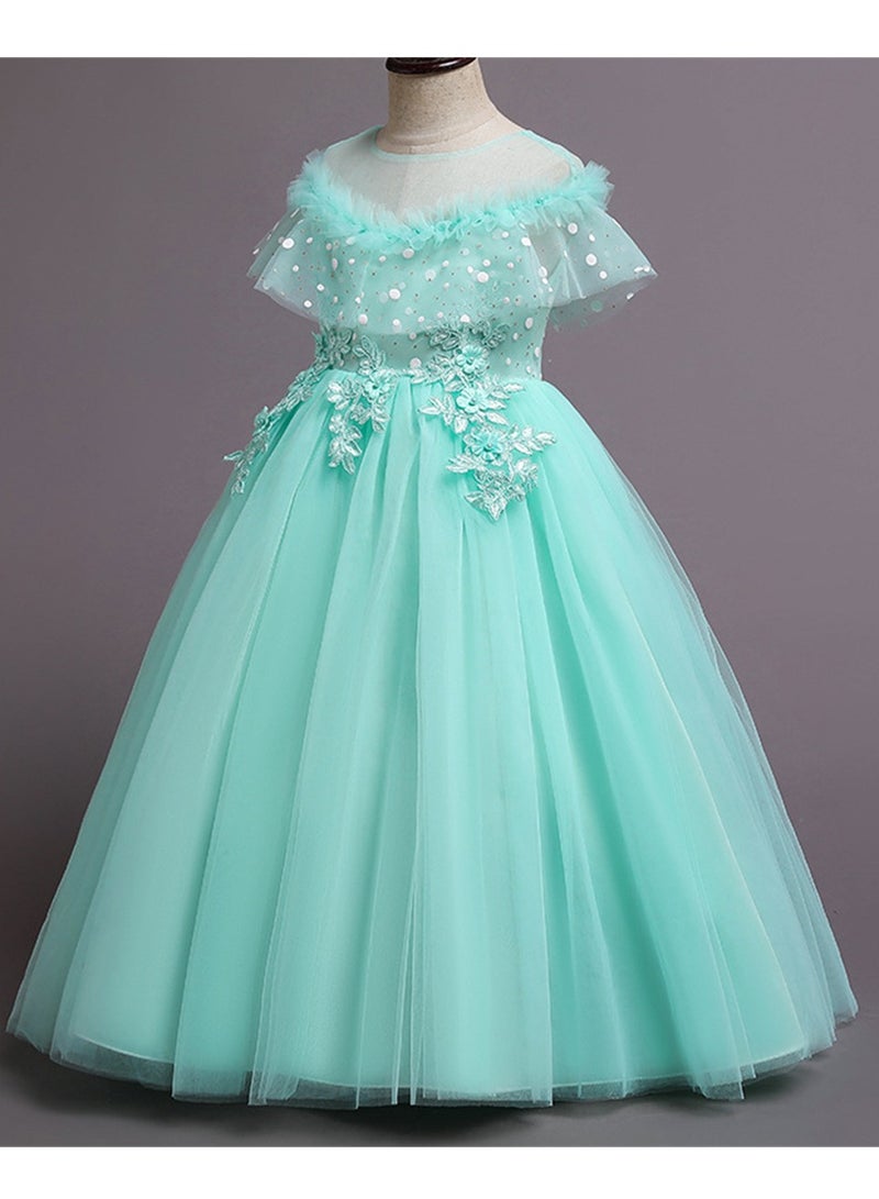Girls' Mesh Long Princess Dress Girls' Performance Costumes Flower Girl Costumes - Image 2