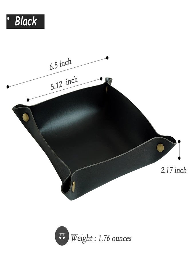 Banugo Valet Tray, Leather Tray, Small Catchall Tray, Foldable Jewelry Travel Organizer, Suitable for Travel, Storage, Nightstand, Home or Office (Black-S) - Image 2