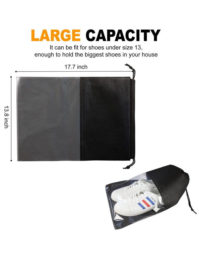 Excefore Shoe Bags for Travel, Drawstring Non-Woven Shoe Storage Bags, Large Household Portable Shoes Organizers, Dustproof & Waterproof Sports Shoe Bags for Men Women (6PCS, White & Black)  - Image 2