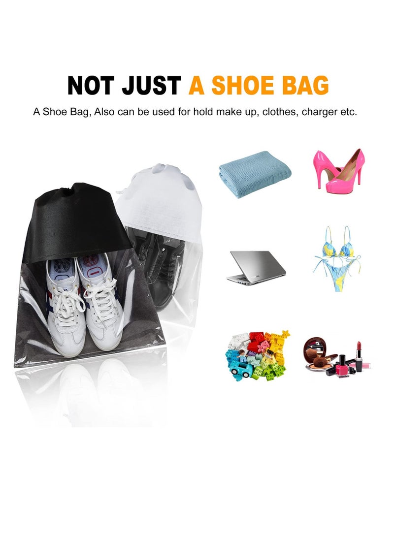 Excefore Shoe Bags for Travel, Drawstring Non-Woven Shoe Storage Bags, Large Household Portable Shoes Organizers, Dustproof & Waterproof Sports Shoe Bags for Men Women (6PCS, White & Black)  - Image 5