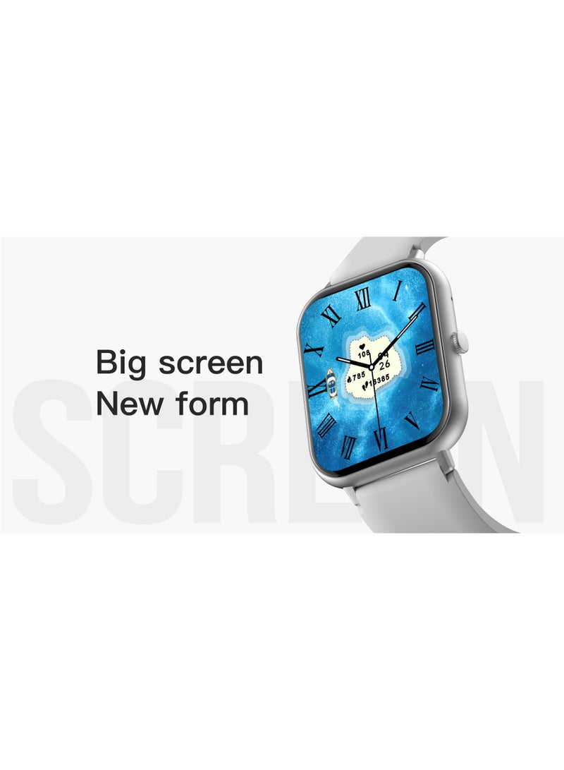 لييج ساعة ذكية رجالية مربعة الشكل بشريط أسود مقاس 1.82 بوصة، متعددة الوظائف، مقاومة للماء، عداد خطوات، منبه، إجراء مكالمات لاسلكية، مراقبة الصحة، وإشعارات الرسائل. - Image 4