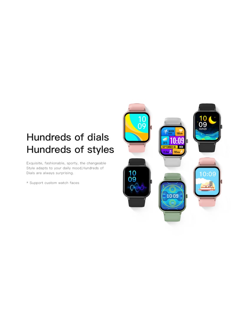 لييج ساعة ذكية رجالية مربعة الشكل بشريط أسود مقاس 1.82 بوصة، متعددة الوظائف، مقاومة للماء، عداد خطوات، منبه، إجراء مكالمات لاسلكية، مراقبة الصحة، وإشعارات الرسائل. - Image 5