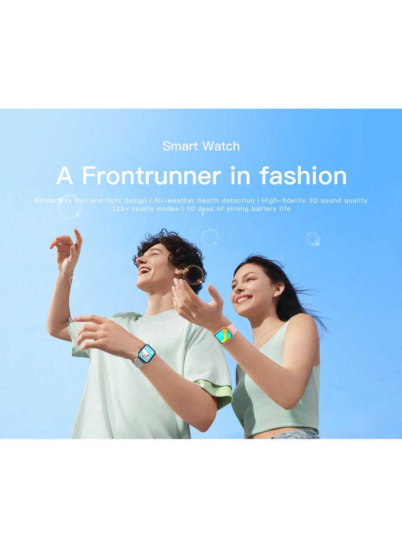 لييج ساعة ذكية رجالية مربعة الشكل بشريط أسود مقاس 1.82 بوصة، متعددة الوظائف، مقاومة للماء، عداد خطوات، منبه، إجراء مكالمات لاسلكية، مراقبة الصحة، وإشعارات الرسائل. - Image 2