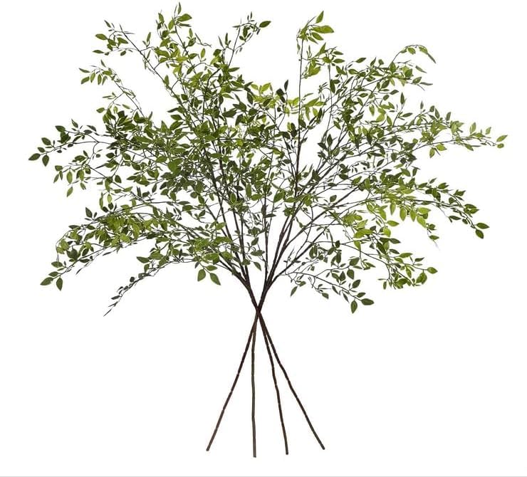 Uqueeten Greenery Stem Vase with Simulated 43.3 inches Stems and Branches Simulated Eucalyptus Leaves for Indoor Bedroom Living Room Dining Table Outdoor ï¼ˆ3Pcs Greenï¼‰