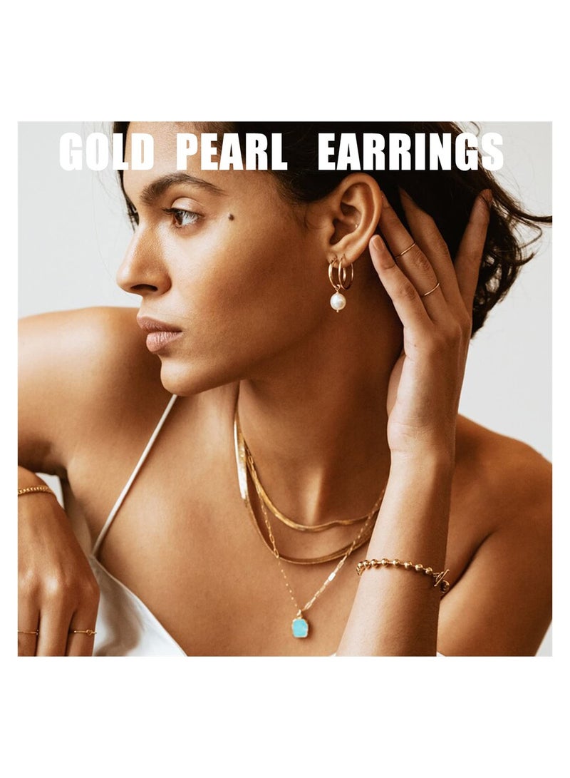 SYOSI 36 Pairs Gold Earrings Set for Women Girls, Fashion Pearl Chain Link Stud Drop Dangle Earrings Multipack Hoop Earring Packs, Hypoallergenic Dangle Earrings Jewelry for Gift - Image 2