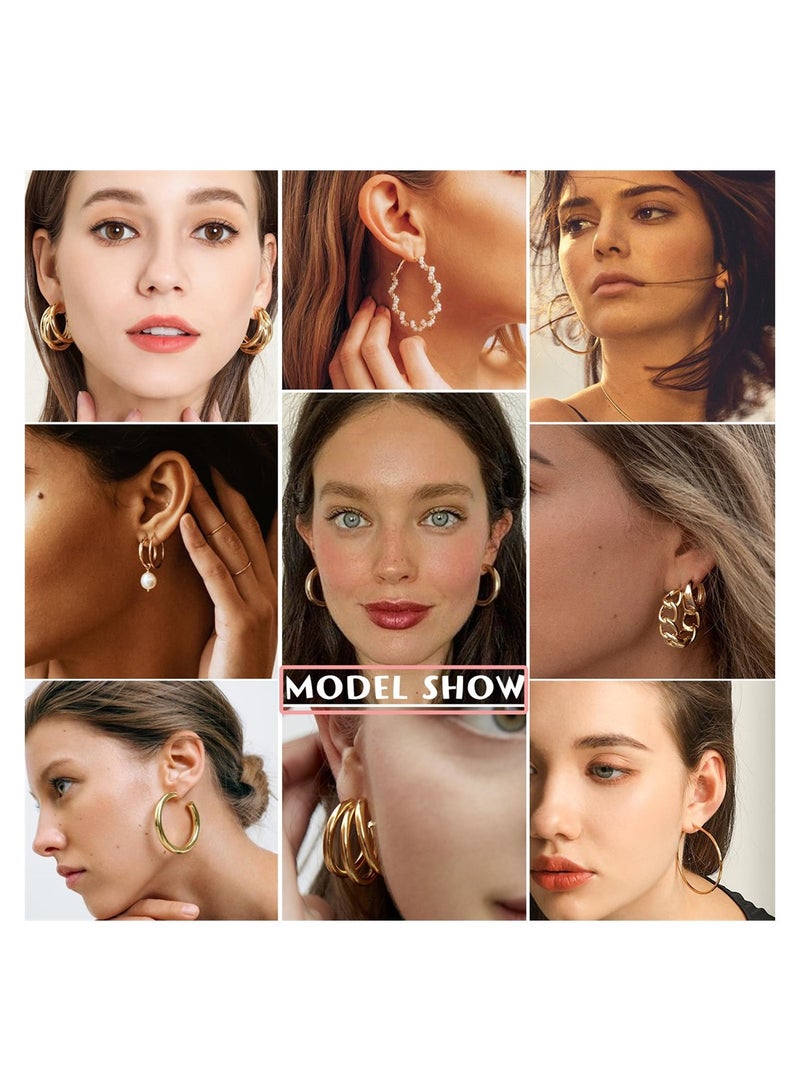 SYOSI 36 Pairs Gold Earrings Set for Women Girls, Fashion Pearl Chain Link Stud Drop Dangle Earrings Multipack Hoop Earring Packs, Hypoallergenic Dangle Earrings Jewelry for Gift - Image 4