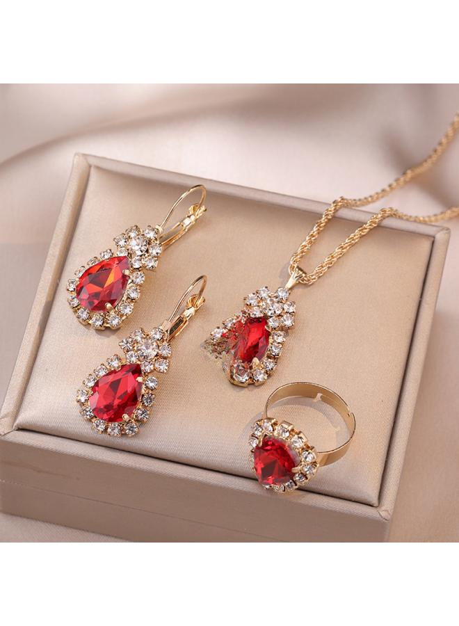 Necklace Female Net Red Emerald Zircon Niche Earrings Pendant High Sense Suit Titanium Steel Clavicle Chain 