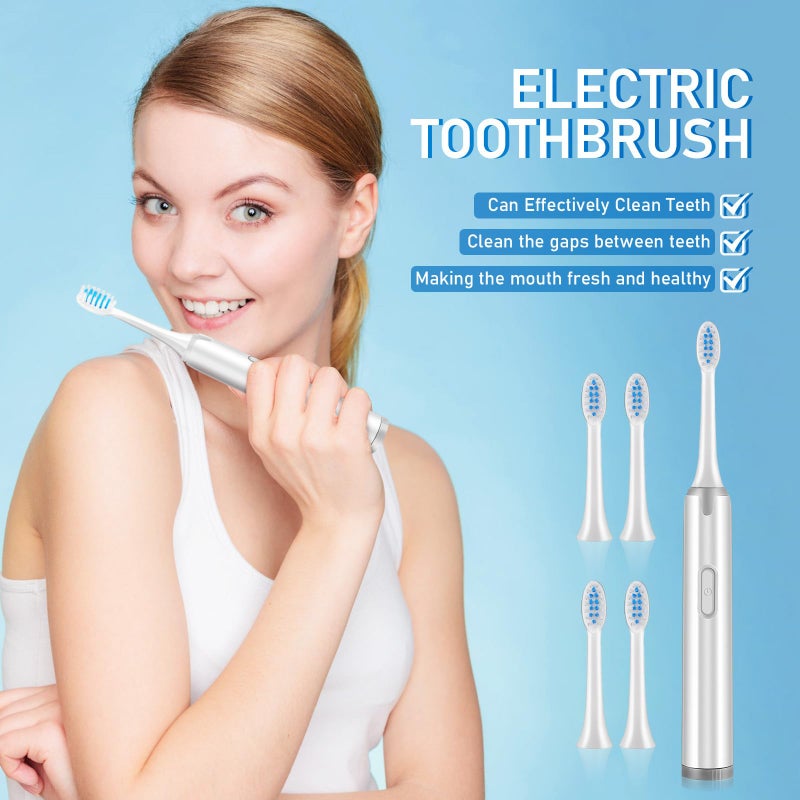 Non Rechargeable Waterproof Electric Toothbrush with 5 Soft Bristle Brush Heads for Oral Care - Image 4