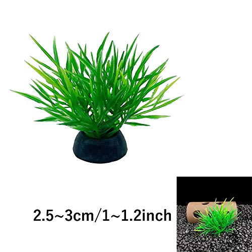 Smoothedo-Pets Aquarium Plant Fish Tank Decoration 20 Pieces Small/1" Tall Plastic Artificial Plant Goldfish Hidden Mini Grass Set (Green-C) - Image 2