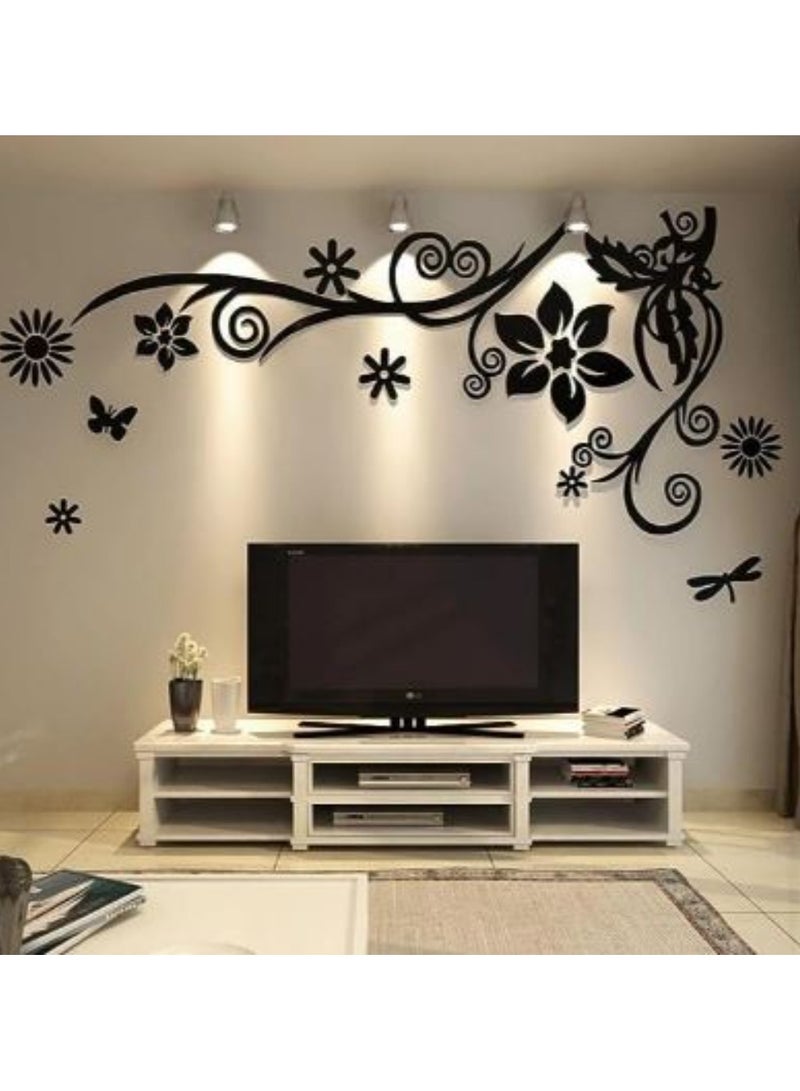 دريمزون 3D الجدار ملصق الاكريليك DIY زهرية زهرة الاكريليك ملصقات الحائط صائق ديكور المنزل جدار ديكورات غرفة المعيشة