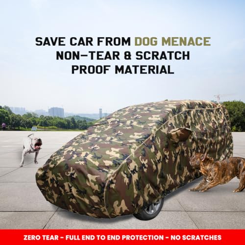 Autofact Bolero Waterproof Car Cover with Mirror Pockets, Jungle Print Army Design, 4x4 American Matty,Triple Stitched, Compatible with Mahindra Bolero Car Cover (2011 to 2021), Bolero Car Accessories - Image 5