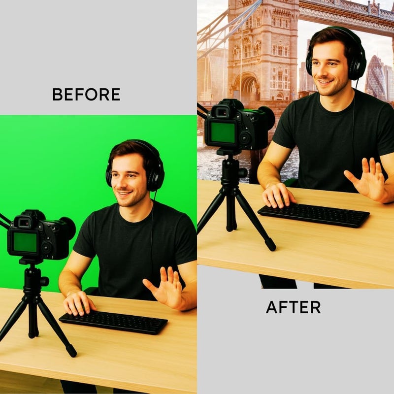 Smiledrive ® PVC Green Screen Backdrop, Wrinkle-Free Chroma Key Sheet, Waterproof, 60x120 cm, for Streaming, Video Calls, Photography - Image 3