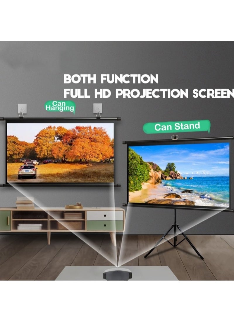 FlashHawk - 84 inch 16:9 Portable Foldable Projection Screen, Soft Curtain, With Tripod Stand and Carrying Bag, for Indoor/Outdoor/ Home Theater /Backyard Cinema/Travel - Image 1