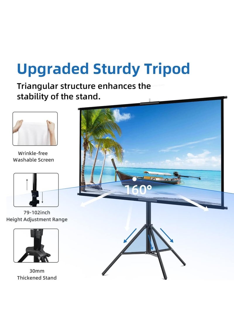 FlashHawk - 84 inch 16:9 Portable Foldable Projection Screen, Soft Curtain, With Tripod Stand and Carrying Bag, for Indoor/Outdoor/ Home Theater /Backyard Cinema/Travel - Image 1