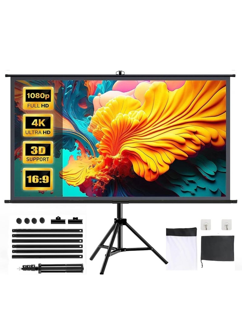 FlashHawk - 84 inch 16:9 Portable Foldable Projection Screen, Soft Curtain, With Tripod Stand and Carrying Bag, for Indoor/Outdoor/ Home Theater /Backyard Cinema/Travel - Image 1