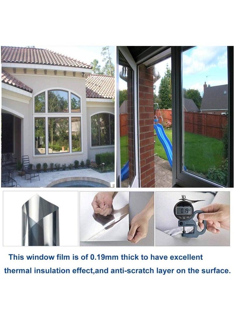 BPA - Heat Blocking Window Film 90x460cm Kit Anti-UV Heat Control Window Stick Tint Reflective No Glue Static Cling Adhesive DIY One Way Film for Home and Office Sun Glare Reduction with Tool - Image 1