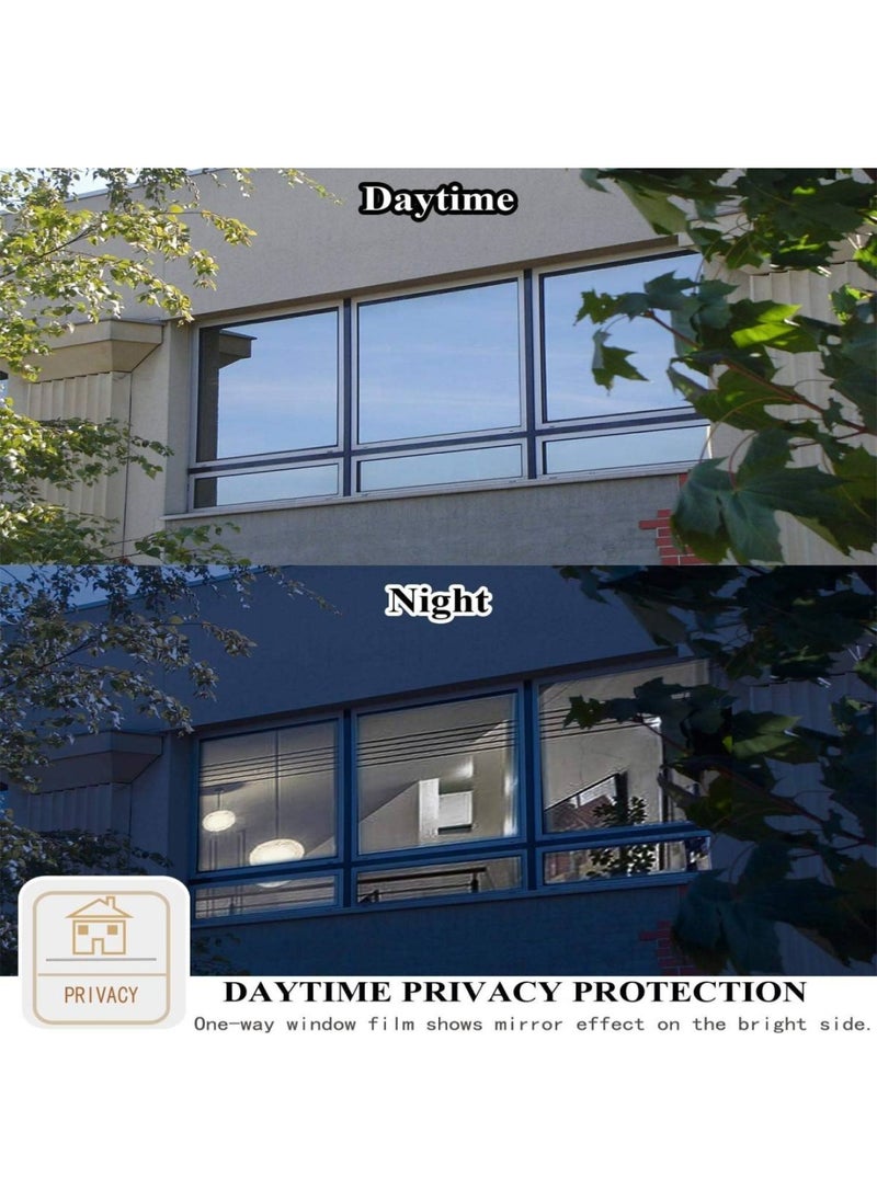 BPA - Heat Blocking Window Film 90x460cm Kit Anti-UV Heat Control Window Stick Tint Reflective No Glue Static Cling Adhesive DIY One Way Film for Home and Office Sun Glare Reduction with Tool - Image 1