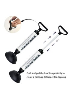 SYOSI Drain Buster Toilet Air Plunger, Powerful Drain Plunger with 2 Type Suction Cups, Cleaner New Pump Air Tool Suitable for Toilet, Bathtub, Shower, Sink  - Image 3