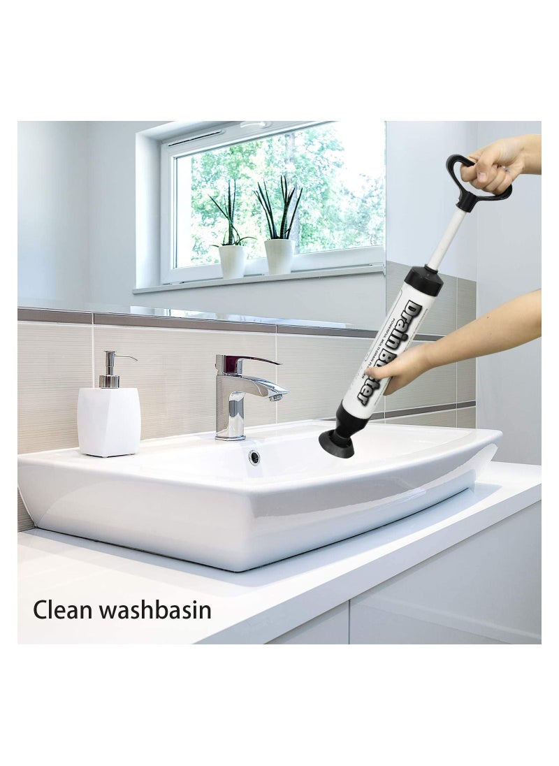 SYOSI Drain Buster Toilet Air Plunger, Powerful Drain Plunger with 2 Type Suction Cups, Cleaner New Pump Air Tool Suitable for Toilet, Bathtub, Shower, Sink  - Image 5