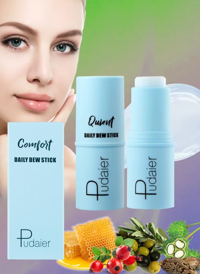 pudaier Daily Dew Moisturizing Stick Deep Hydrating Creamy Texture Non Sticky Moisturize Daily Cream Stick Multi Use Balm Stick Hydrating Primer Brightens and Glow Skin Makeup Stick Blue - Image 1